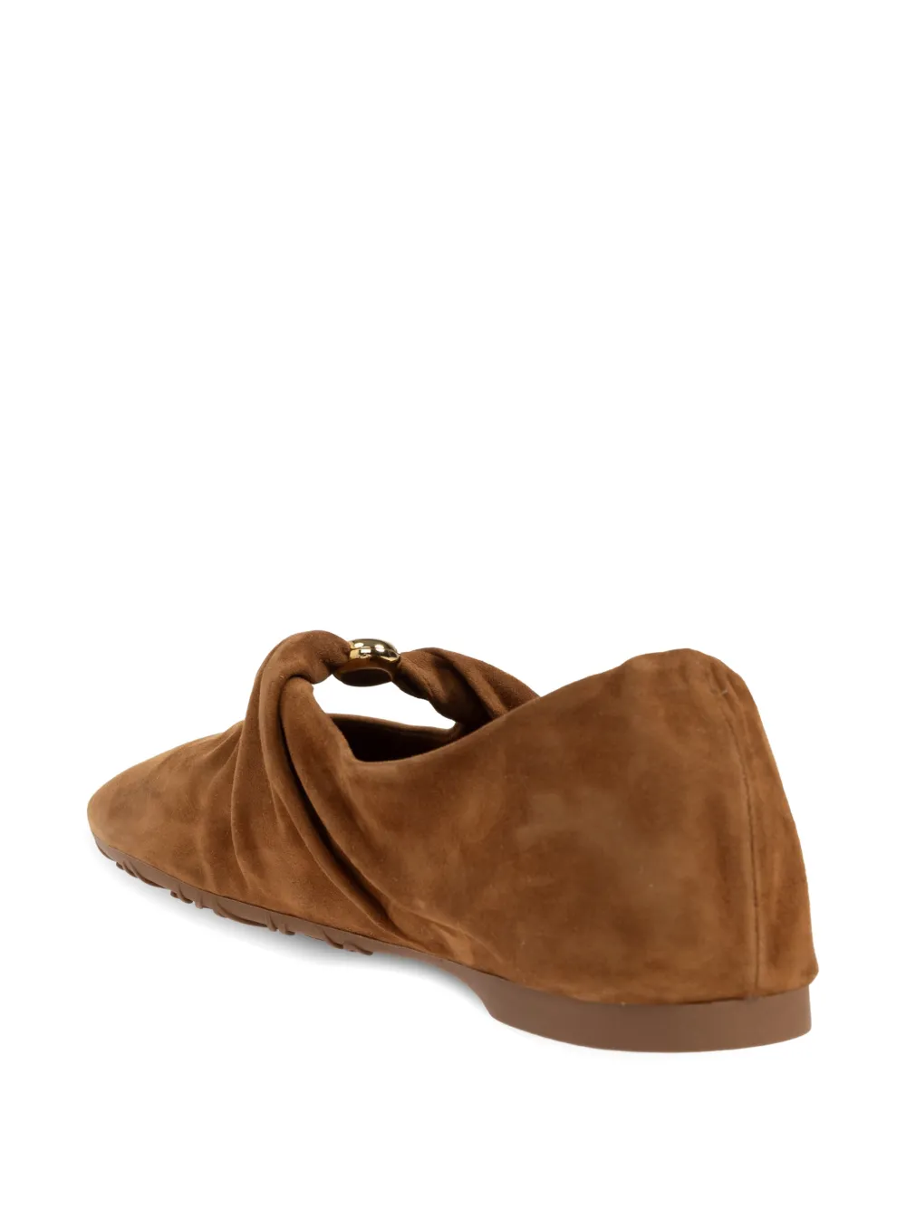 LOEWE pebble soft ballerina in suede goatskin Bruin