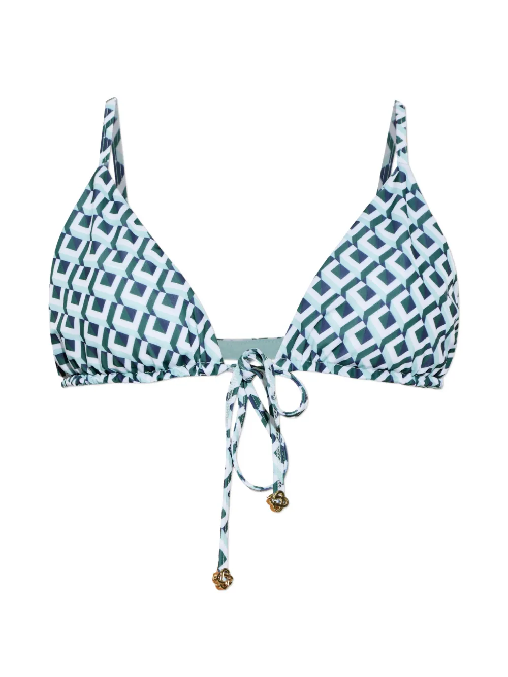 Casablanca green Cubist CC monogram string bikini top - Verde