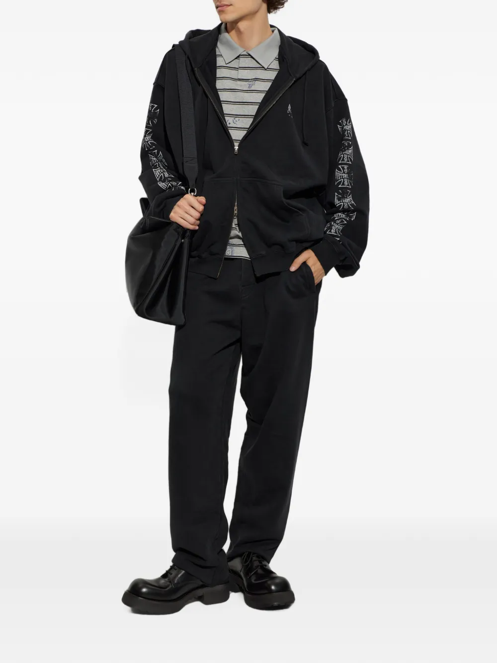 VETEMENTS Hoodie met logoprint en rits Zwart