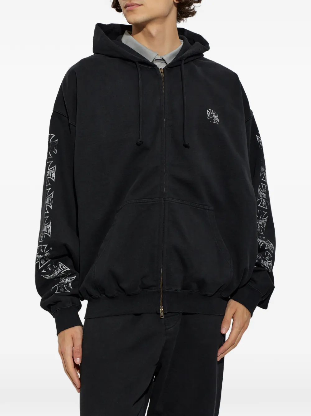 VETEMENTS Hoodie met logoprint en rits Zwart