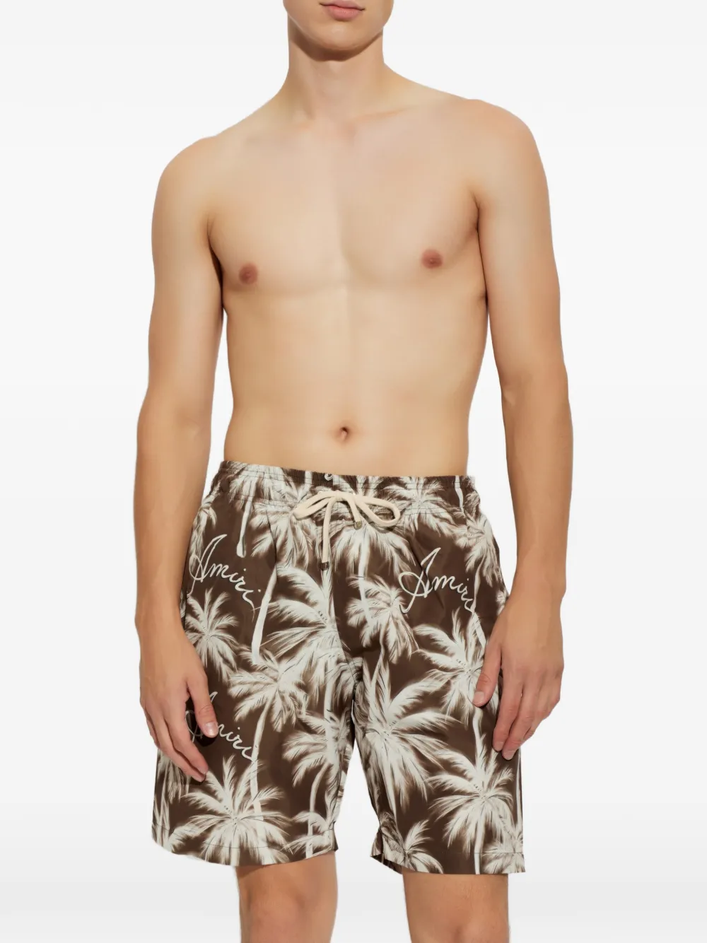 AMIRI Zwembroek met palmboomprint Bruin