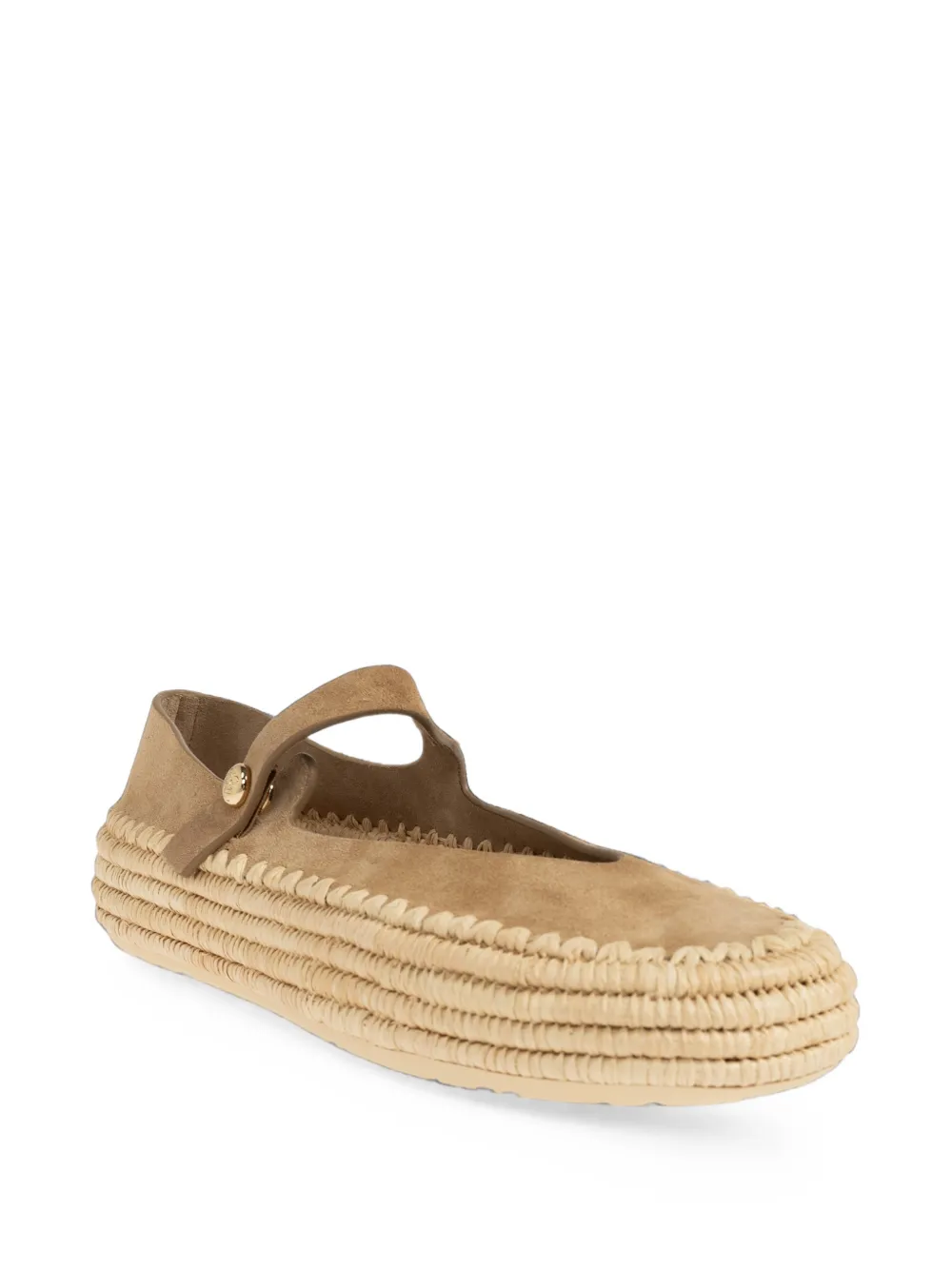 LOEWE Rio Mary-Jane in suede and raffia Bruin