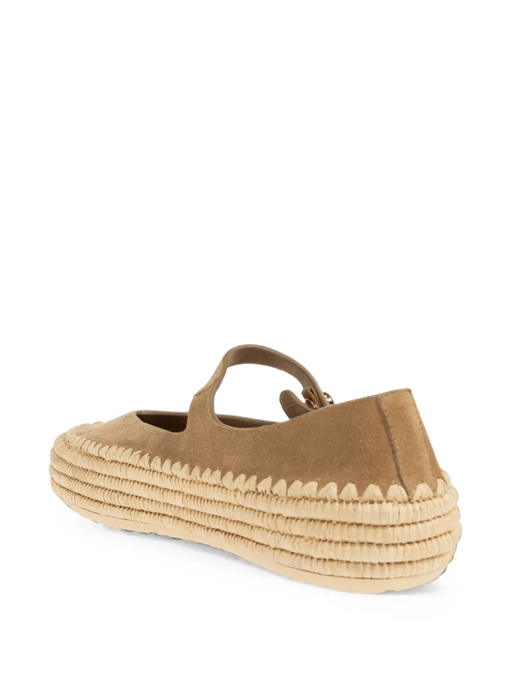 LOEWE Rio Mary-Jane in suede and raffia Bruin