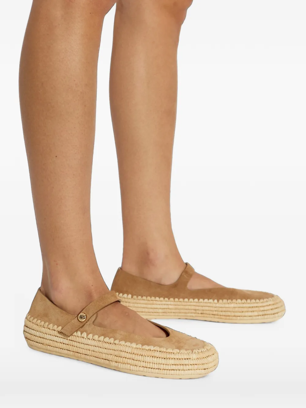 LOEWE Rio Mary-Jane in suede and raffia Bruin