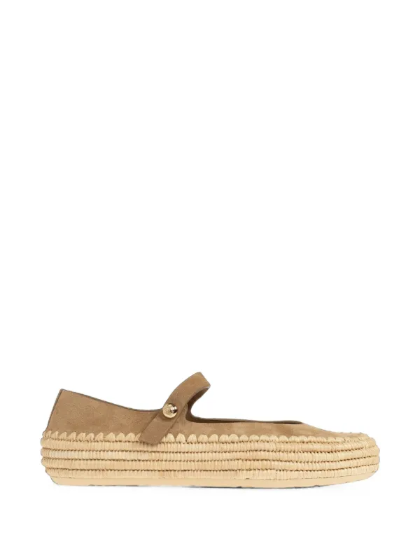 Loewe Rio Mary-jane in Suede and Raffia in Brown