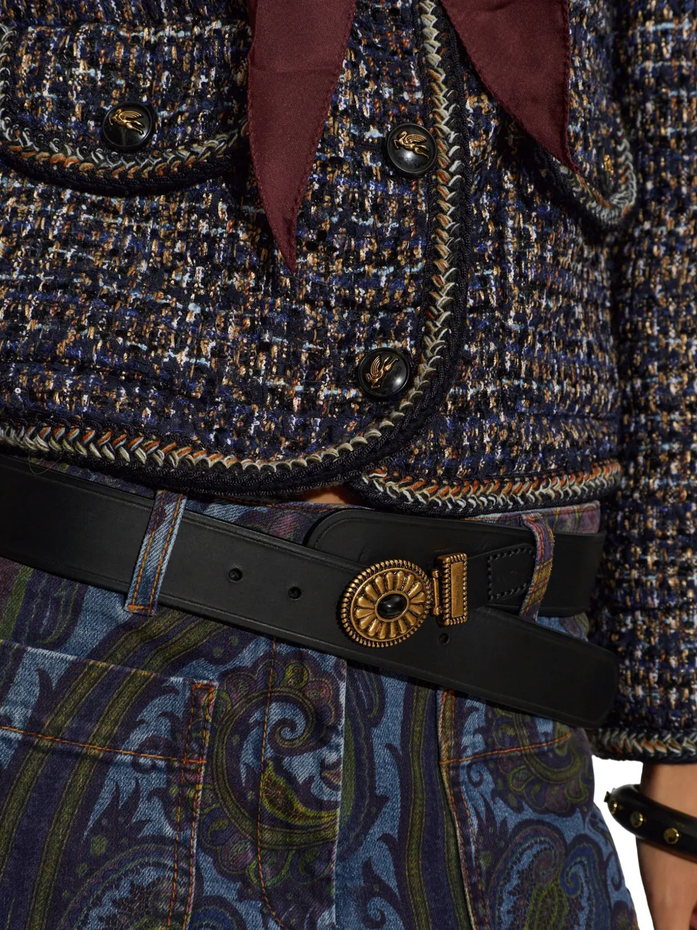 ETRO Leren riem met verfraaide gesp Zwart