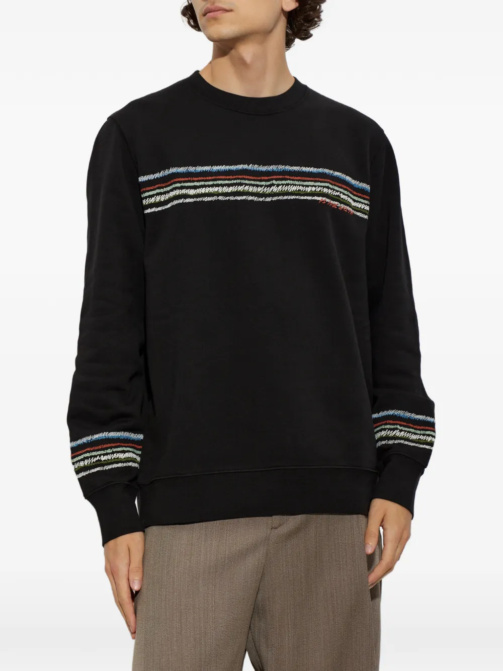 PS Paul Smith Trui met geborduurd logo en streep Zwart