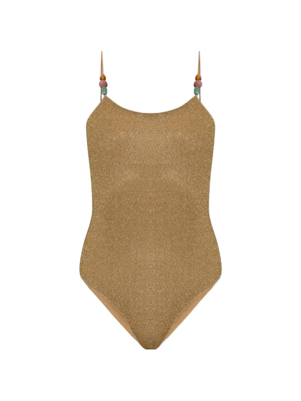 Oséree bead-embellished Lurex swimsuit - Gold