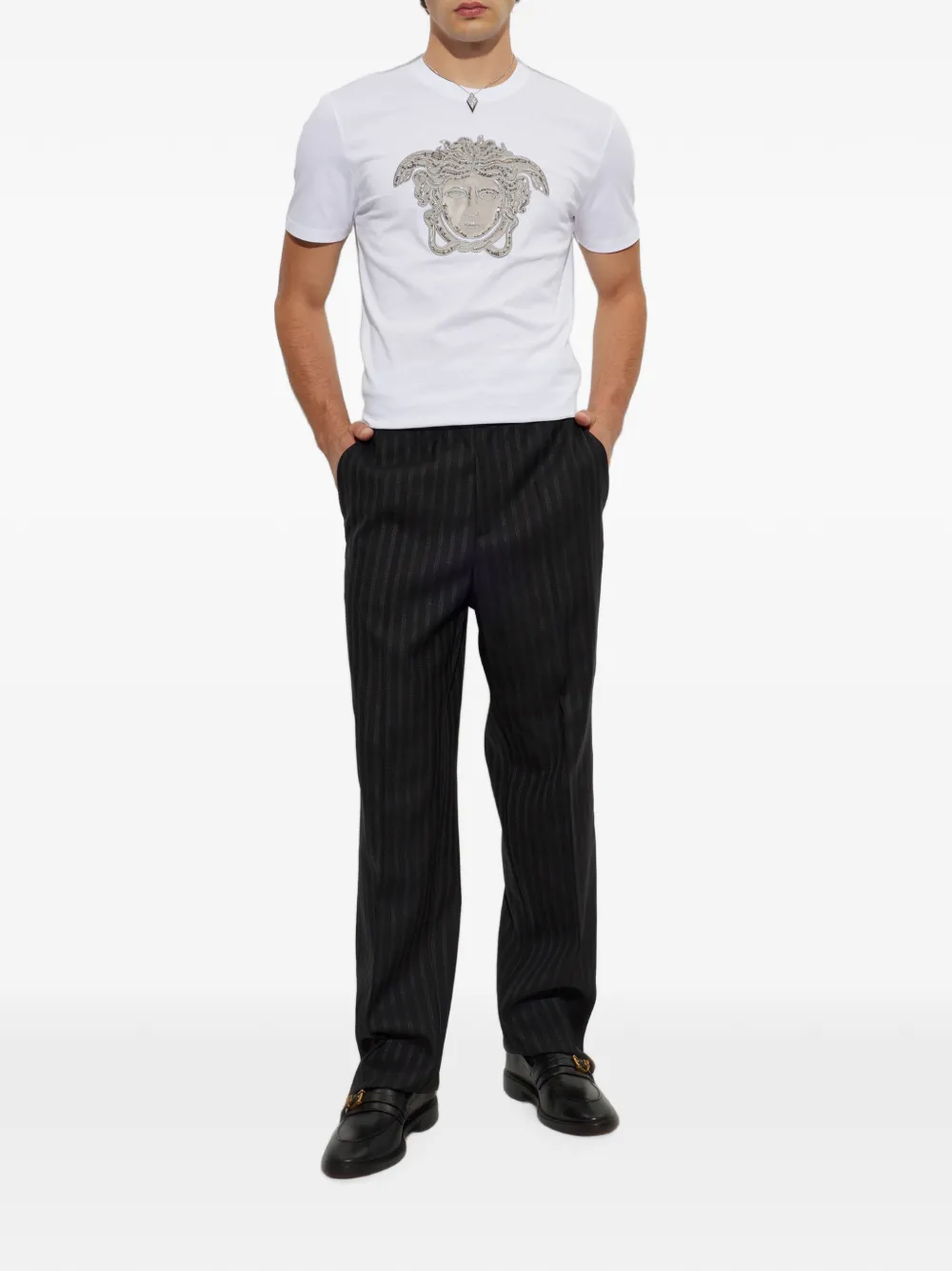 Versace T-shirt verfraaid met kristallen Wit