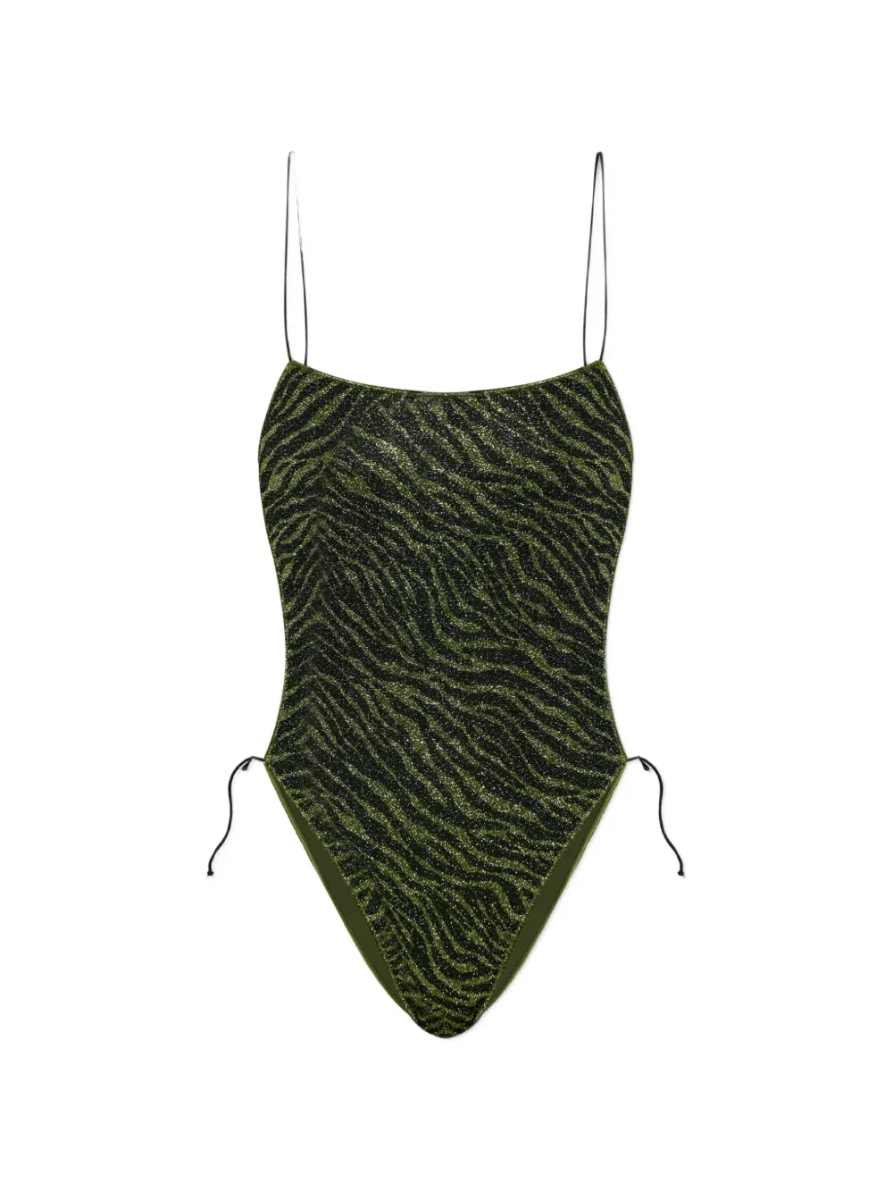 Oséree zebra-print lurex-thread swimsuit - Grün