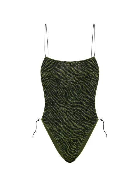 Oséree zebra-print lurex-thread swimsuit