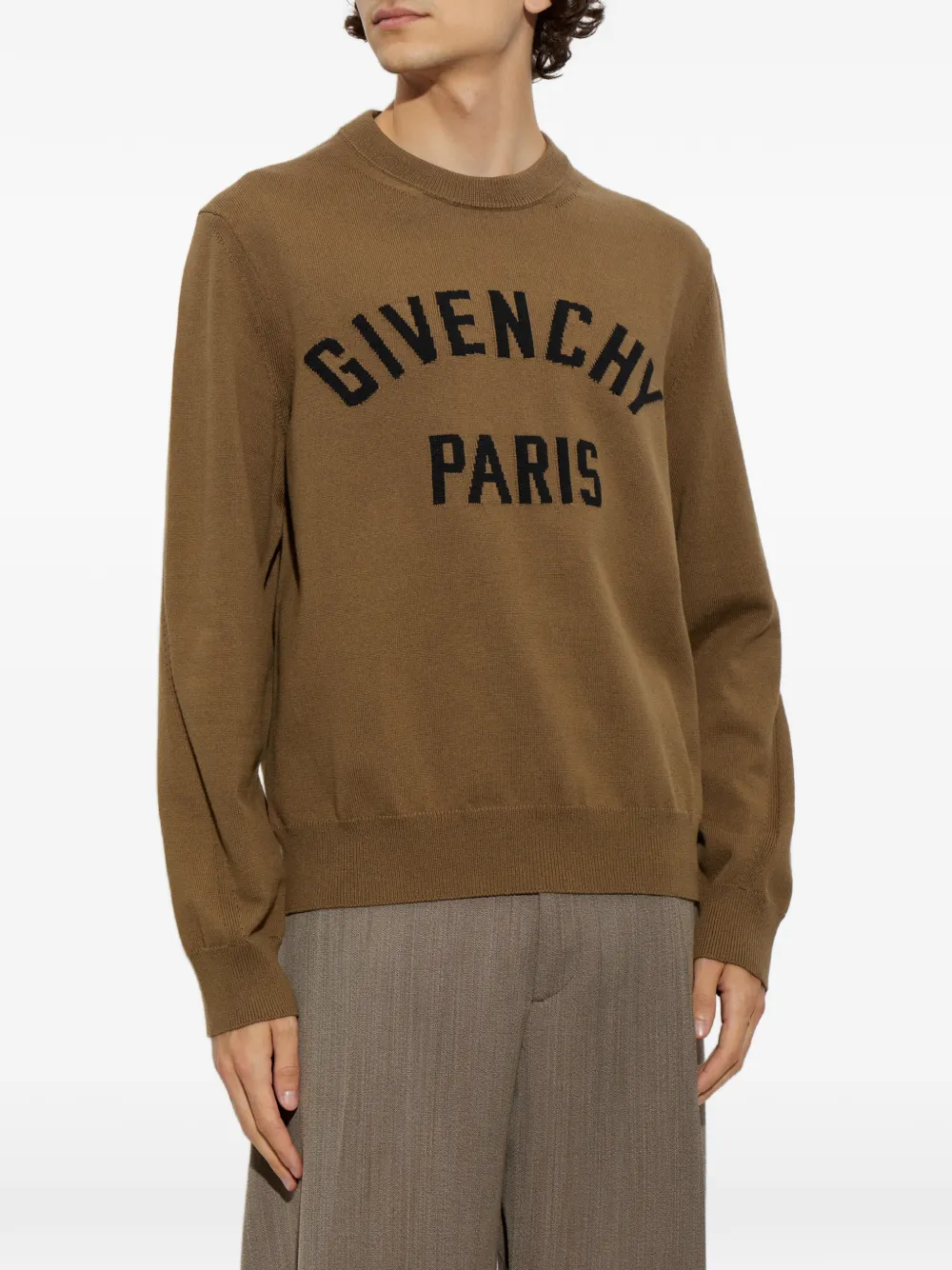 Givenchy Trui met logo-intarsia Bruin