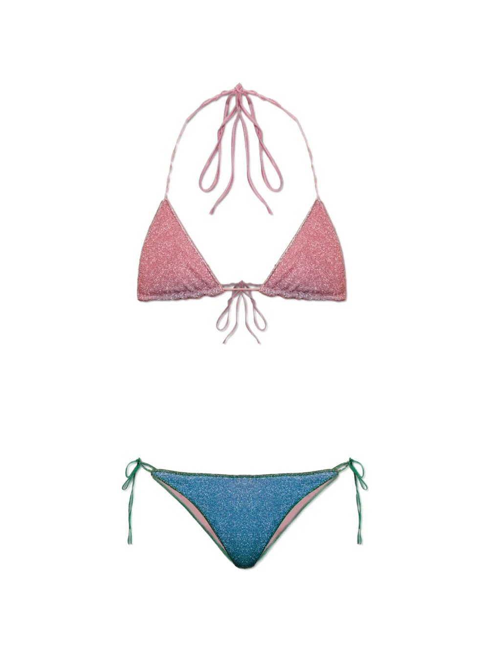 Oséree lurex-thread triangle bikini - Rosa