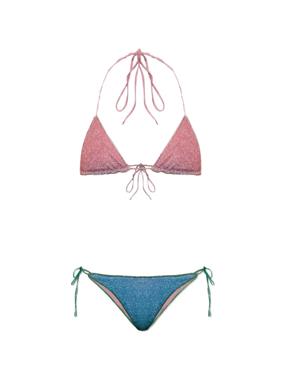 Oséree lurex-thread triangle bikini - Rosa