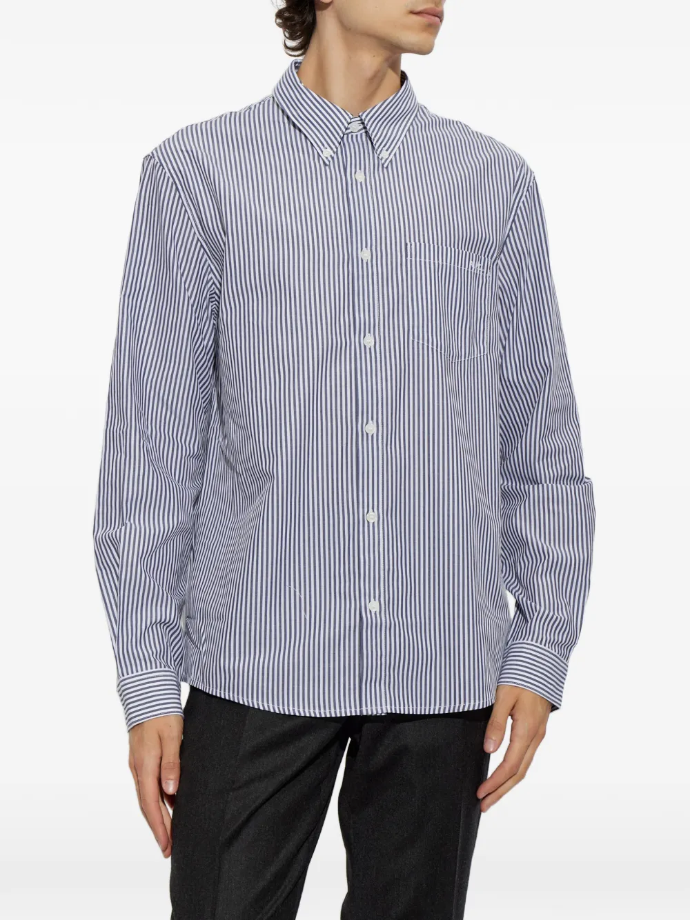 A.P.C. Katoenen button-downoverhemd met verticale strepen Wit