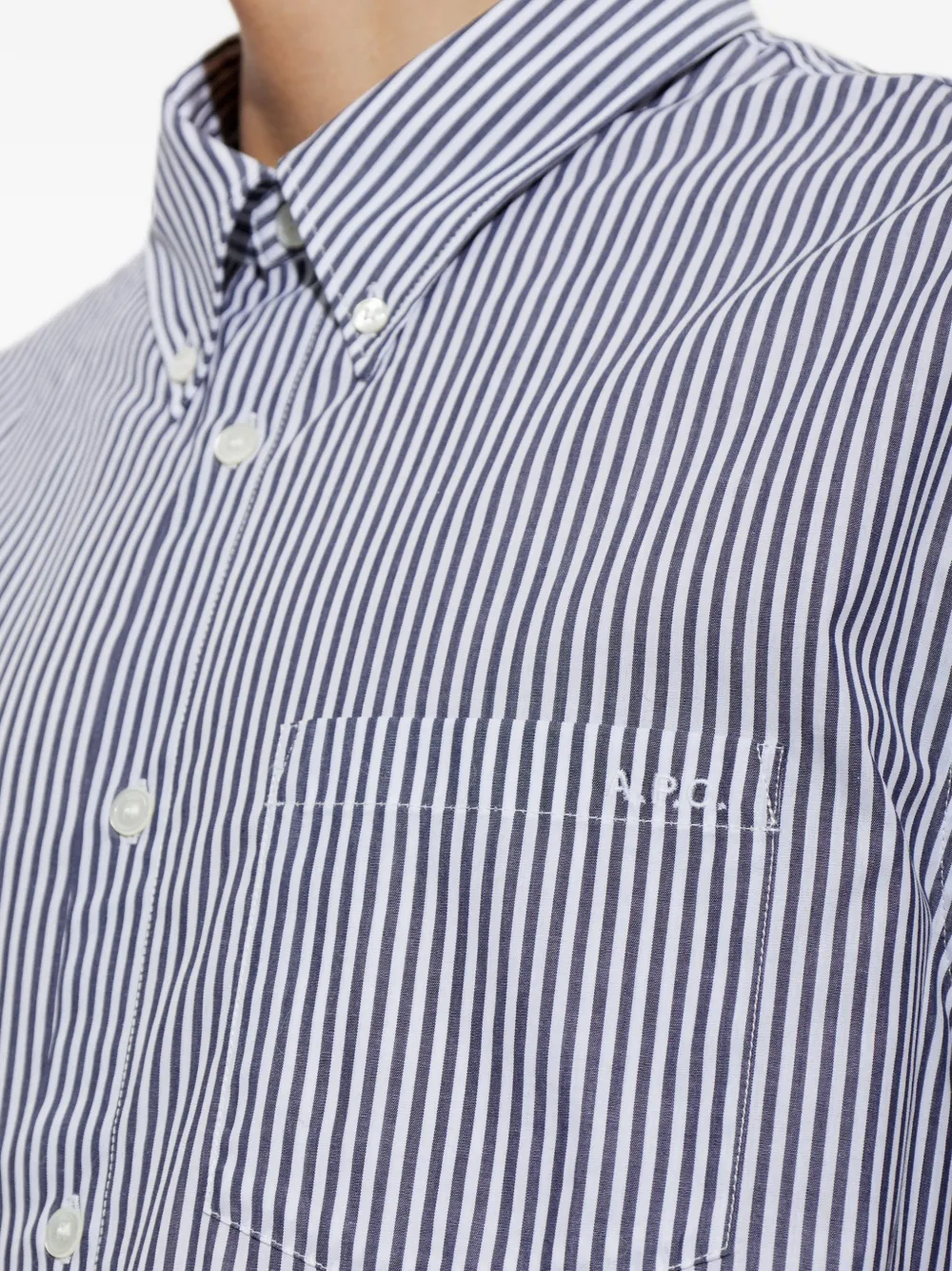 A.P.C. Katoenen button-downoverhemd met verticale strepen Wit