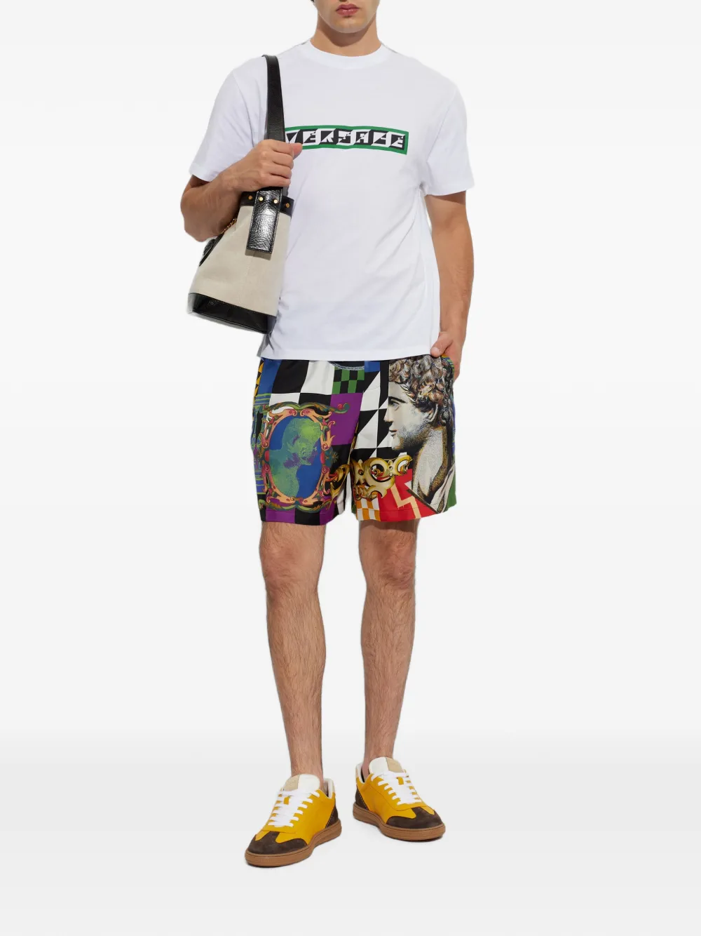 Versace Regular katoenen jersey T-shirt met print Wit