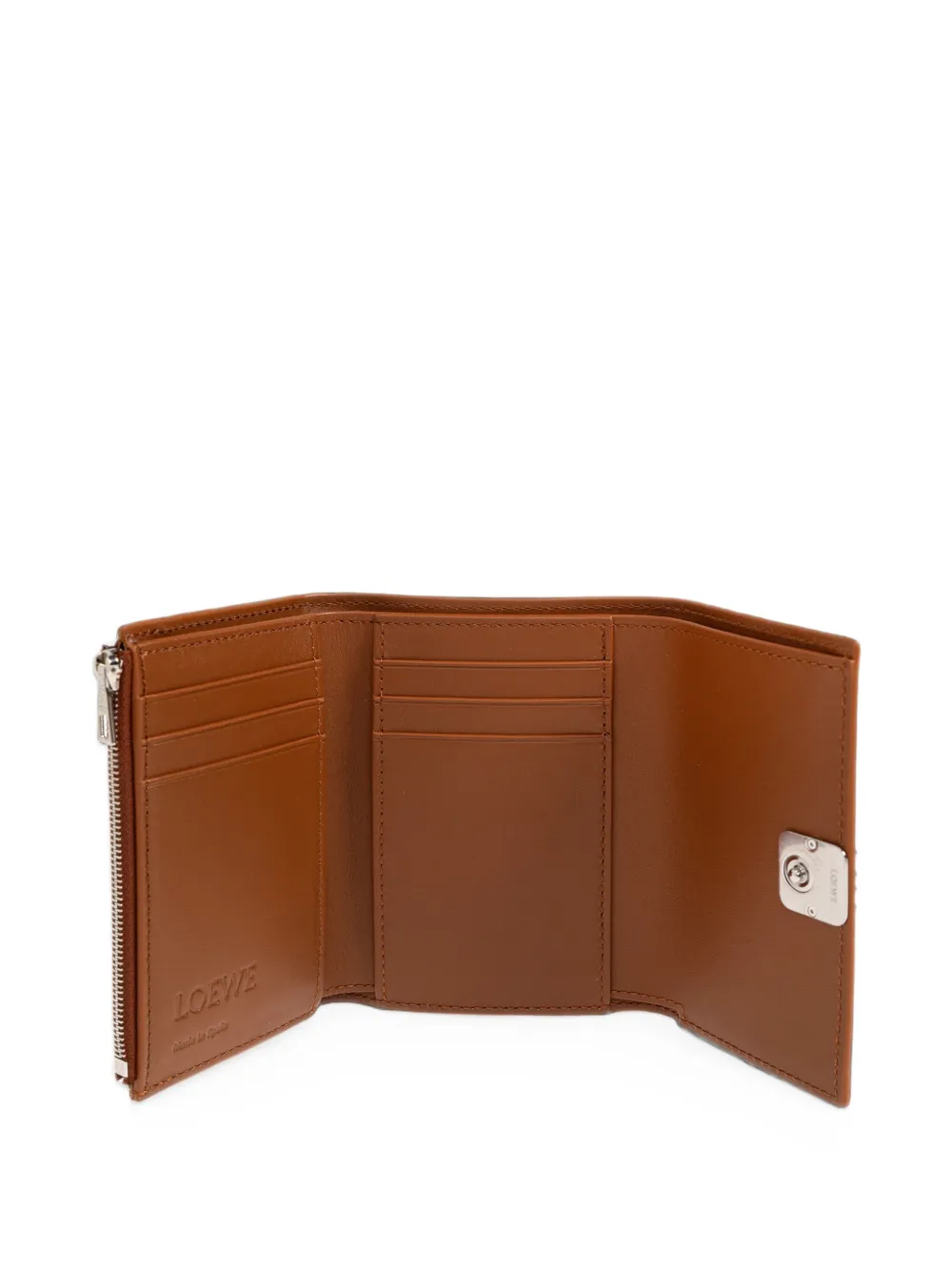 LOEWE Anagram kleine verticale portemonnee van kalfsleer Bruin