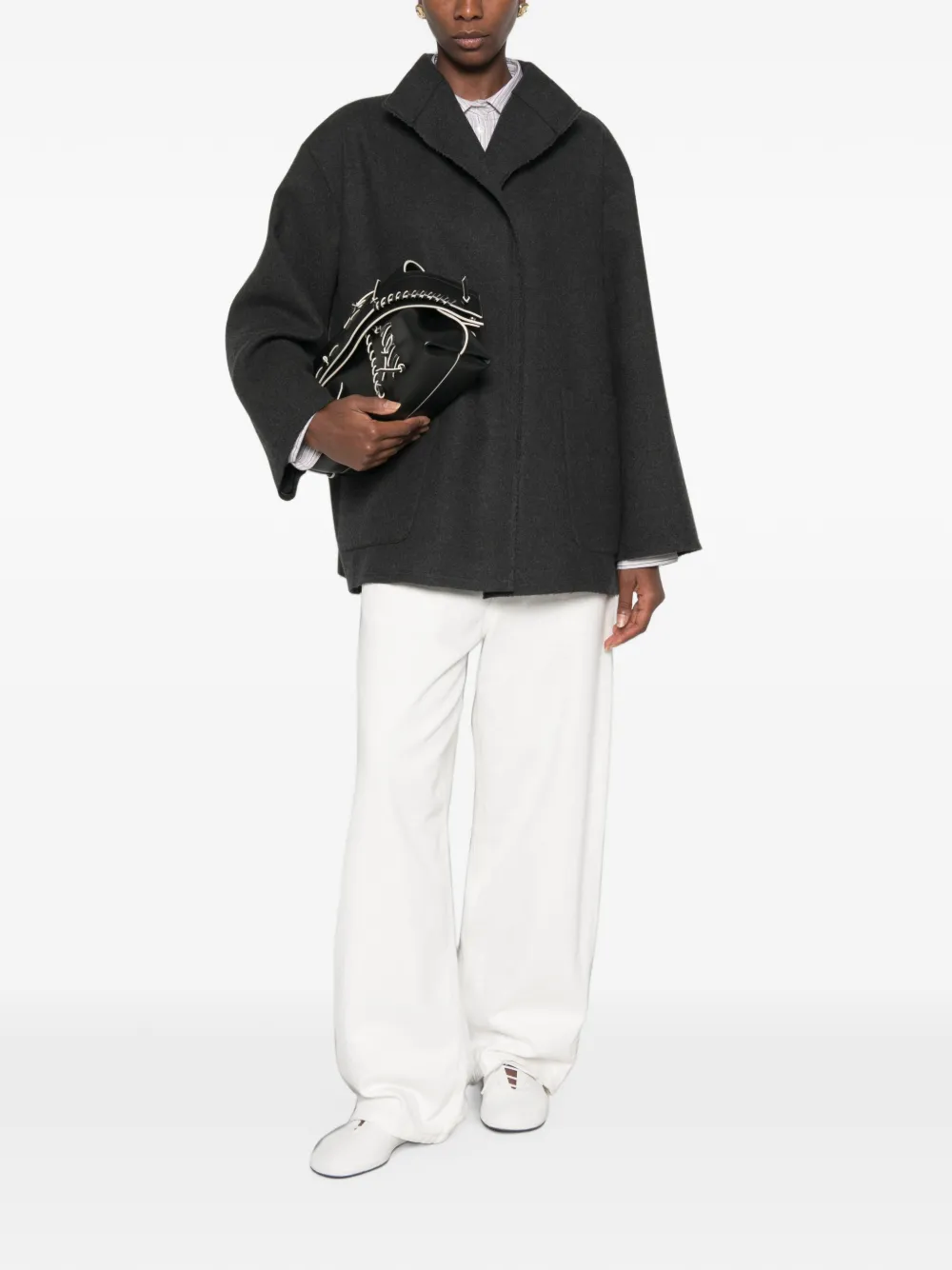 Dusan oversized jack met sjaalkraag Grijs
