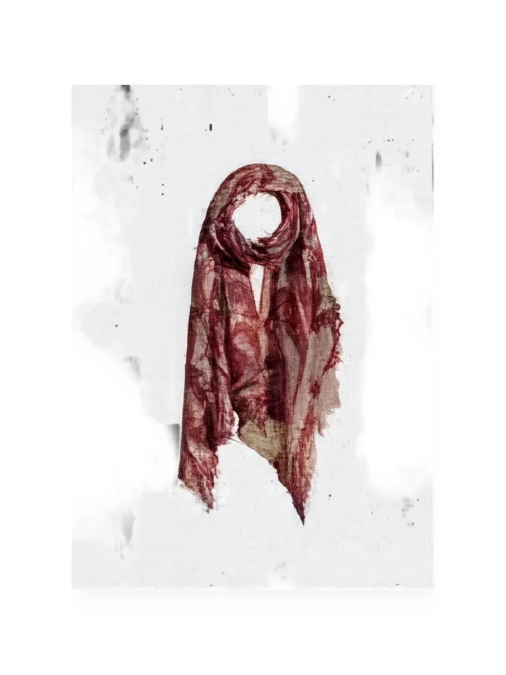 MIRROR IN THE SKY leaf-pattern frayed scarf - Rot