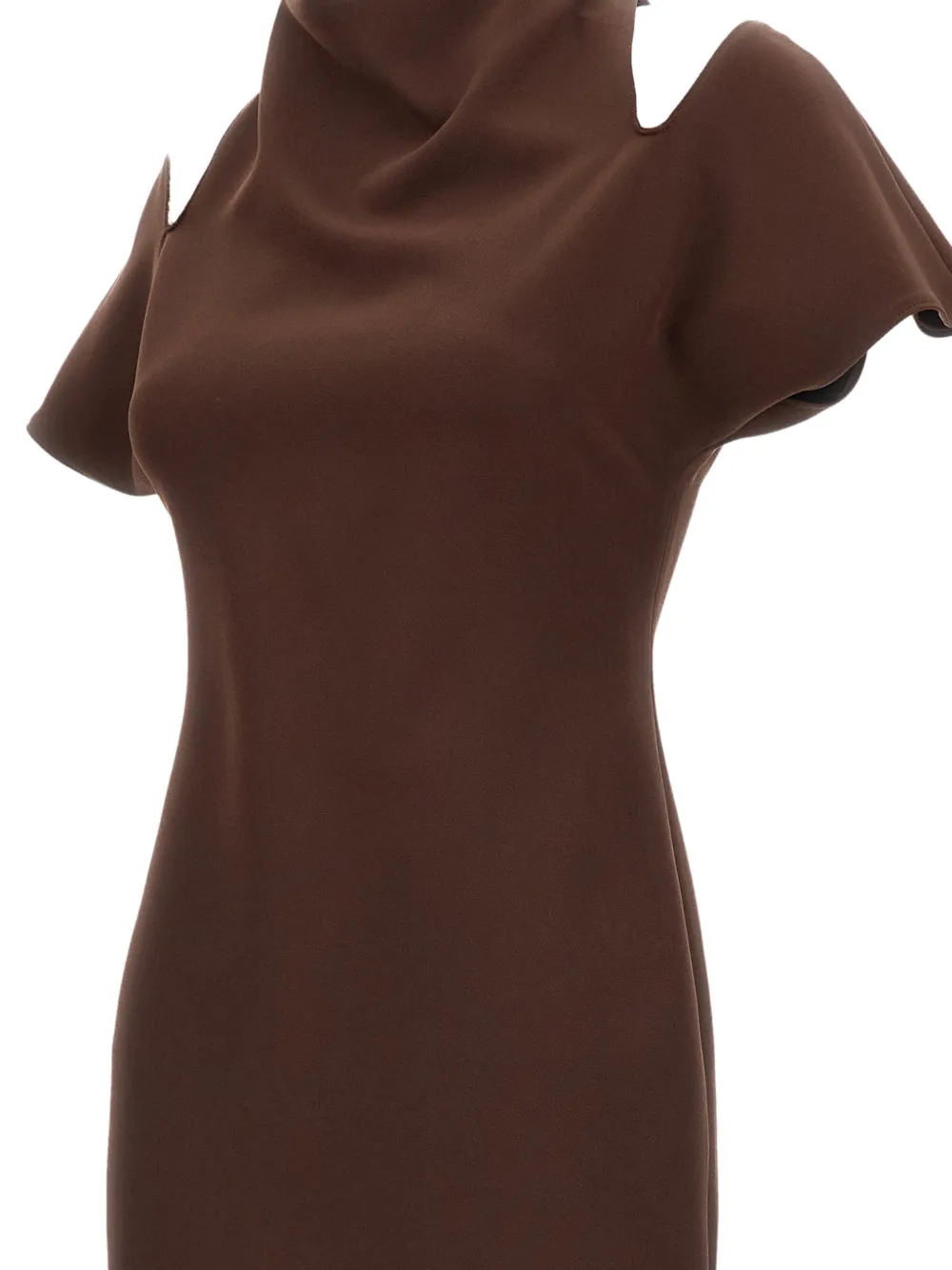 Federica Tosi Cold-shoulder mini-jurk met diepe hals Bruin