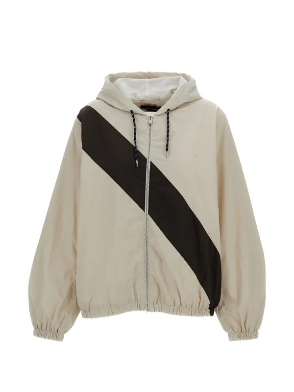 Wales Bonner Diagonal-stripe Hooded Jacket in Neutrals