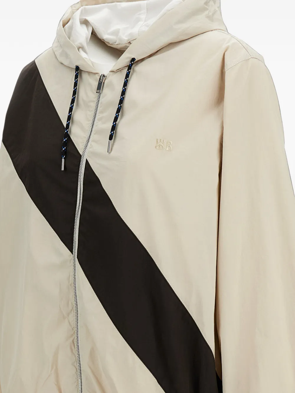 Wales Bonner Diagonal-stripe Hooded Jacket in Neutrals, view 2