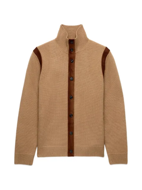 Prada cardigan en laine à appliqués en cuir