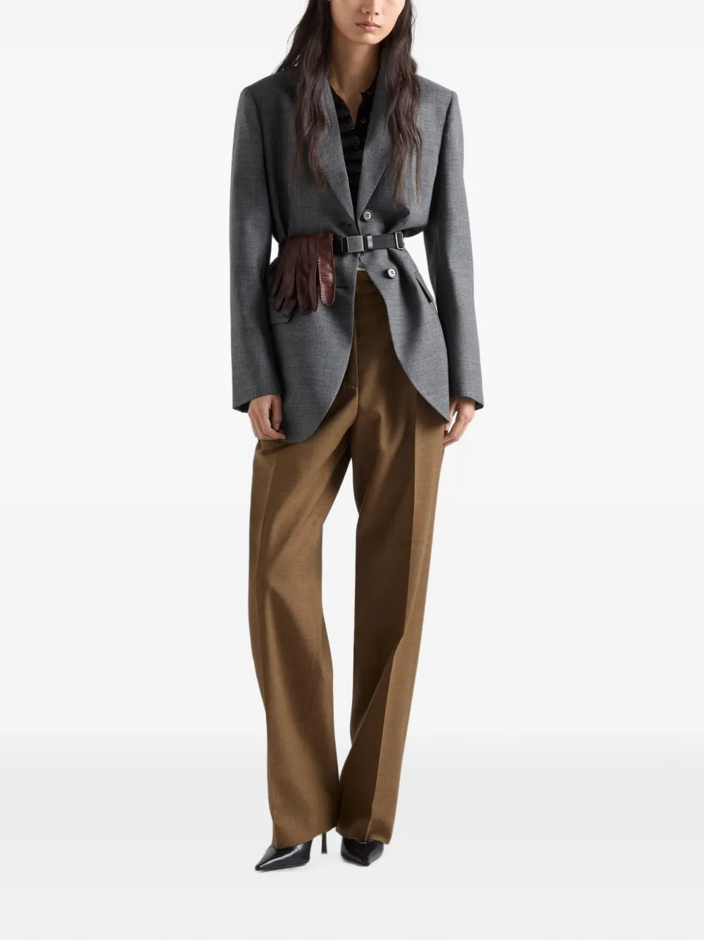 Prada Wool Pants In Brown