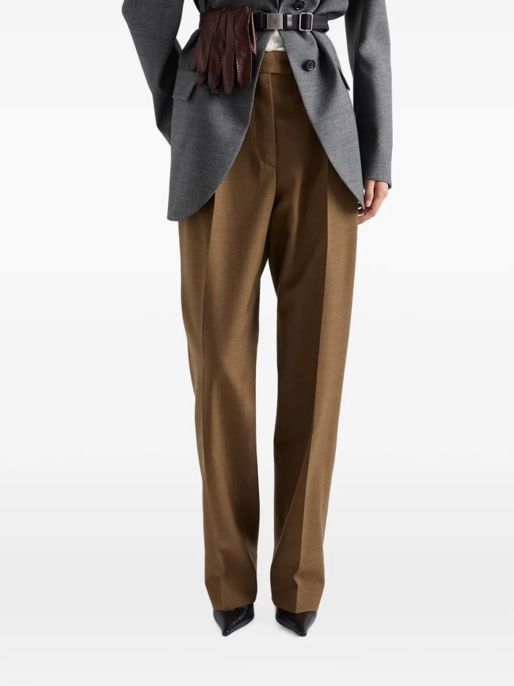 Prada Wool Pants In Brown