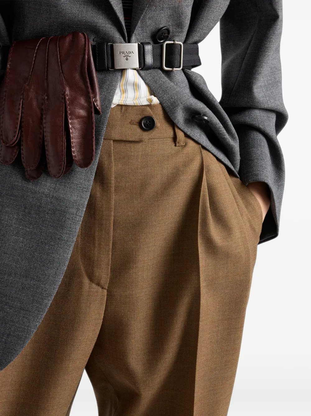 Prada Wool Pants In Brown