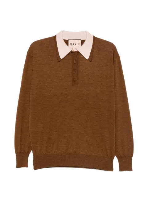 Plan C double-collar polo sweater