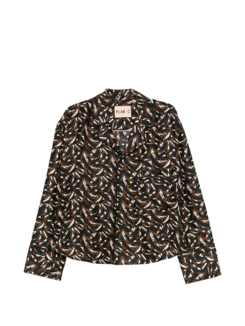Plan C abstract-print silk shirt