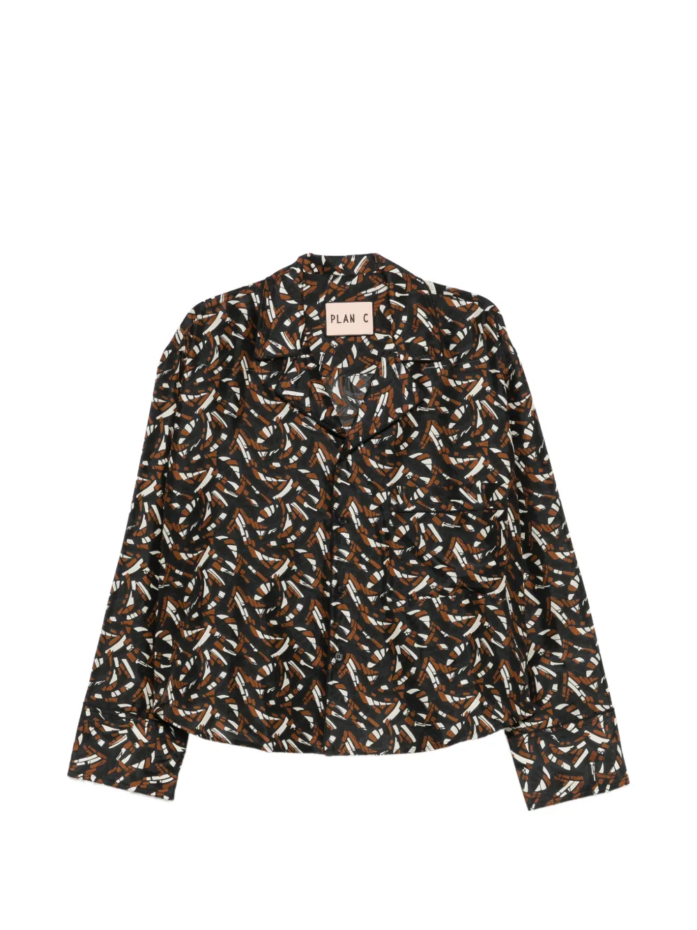 Plan C abstract-print silk shirt Bruin