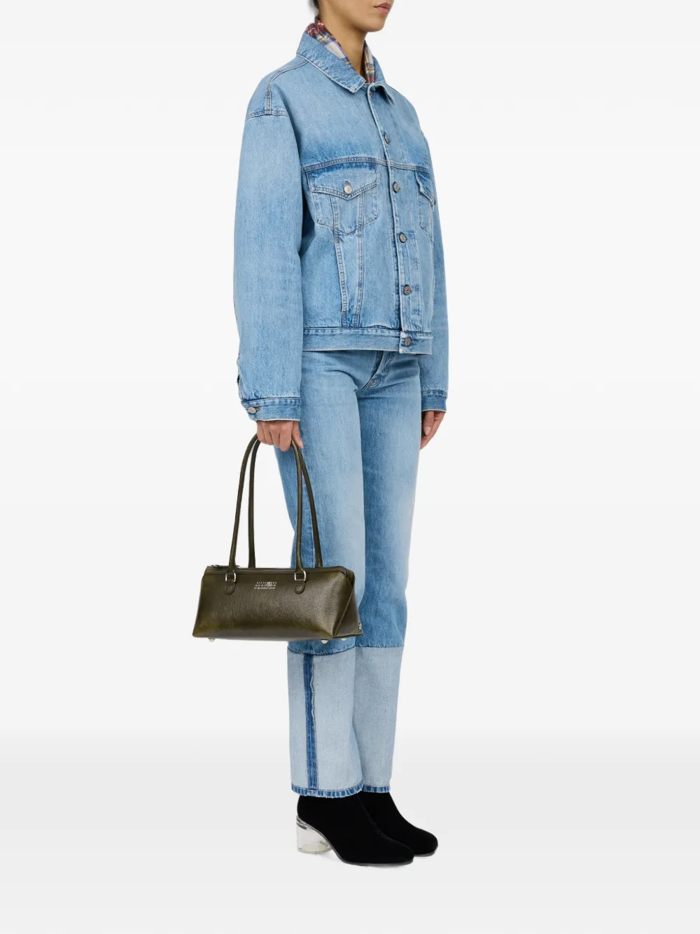 MM6 Maison Margiela Bauletto leren schoudertas Groen