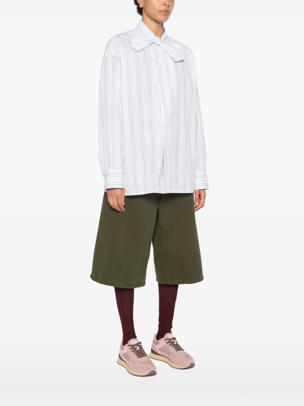 Plan C Gestreepte blouse Wit