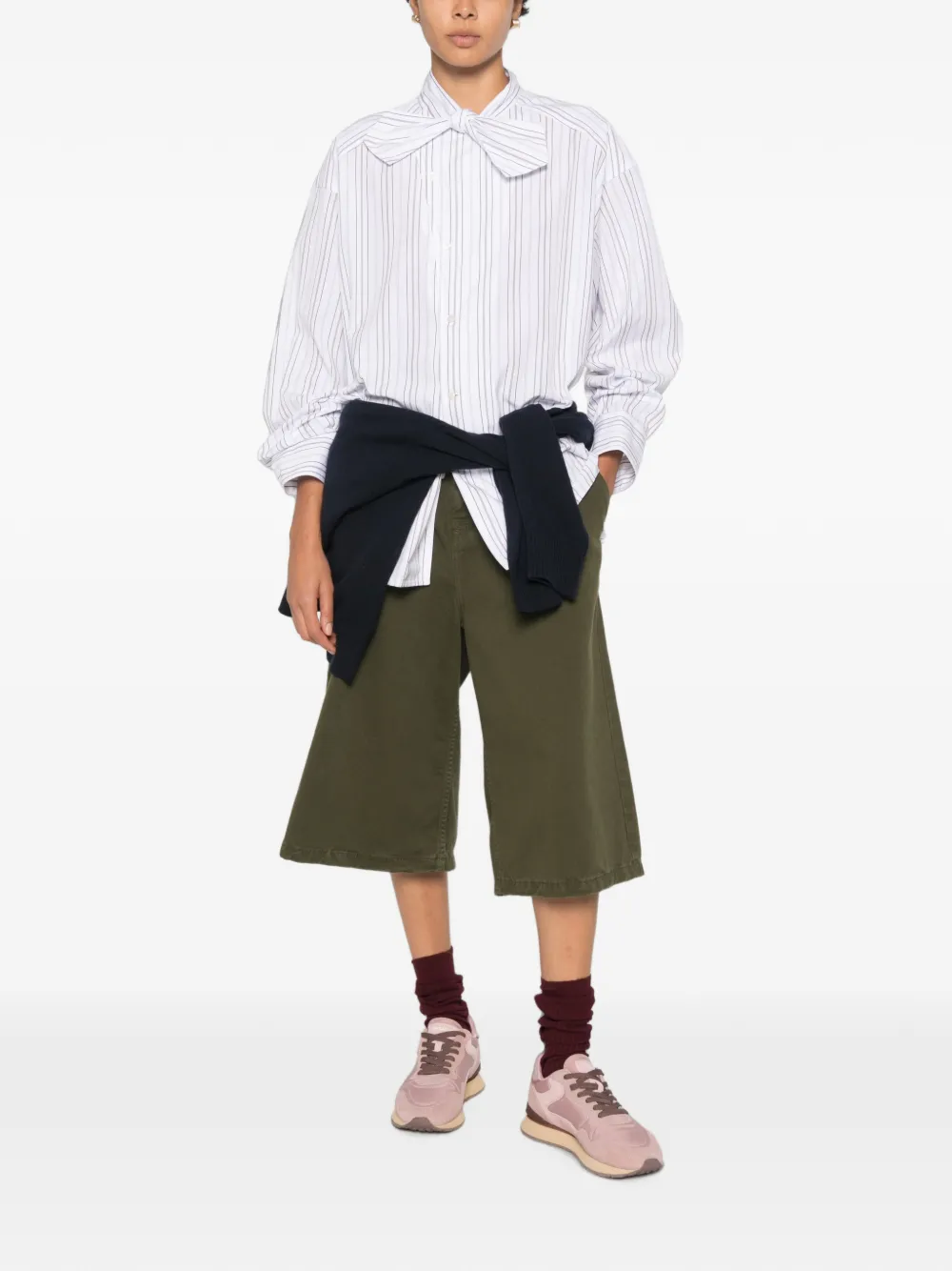 Plan C Gestreepte blouse Wit