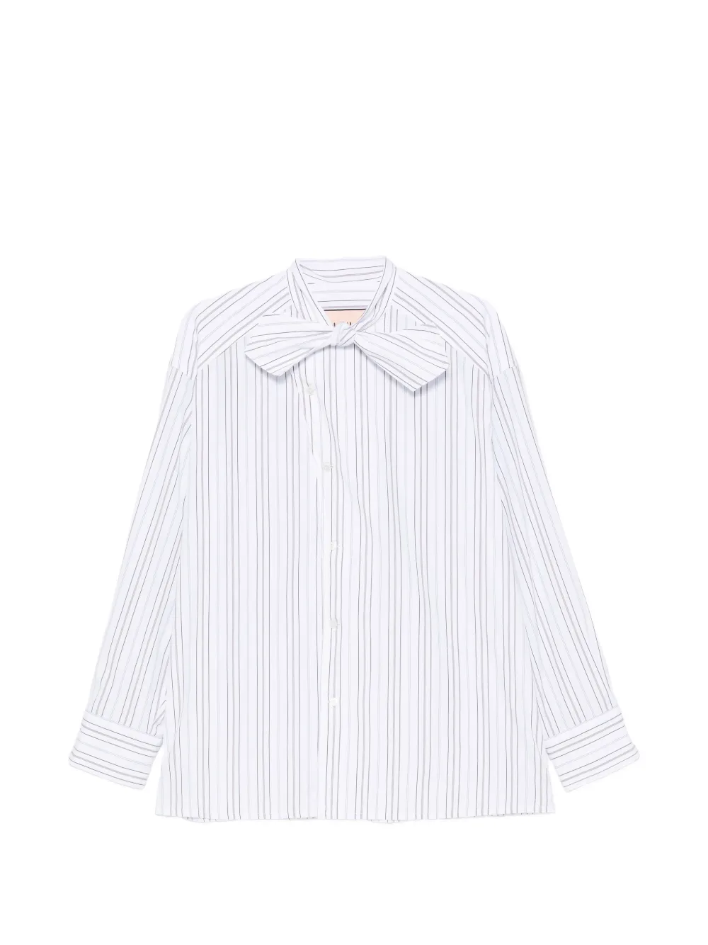Plan C striped pussy-bow shirt - Bianco