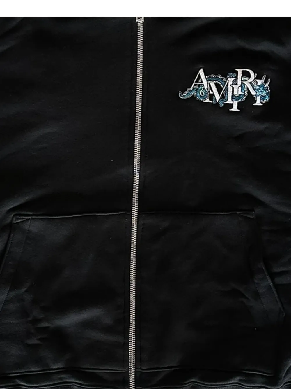 AMIRI embroidered-dragon zip-up hoodie Zwart