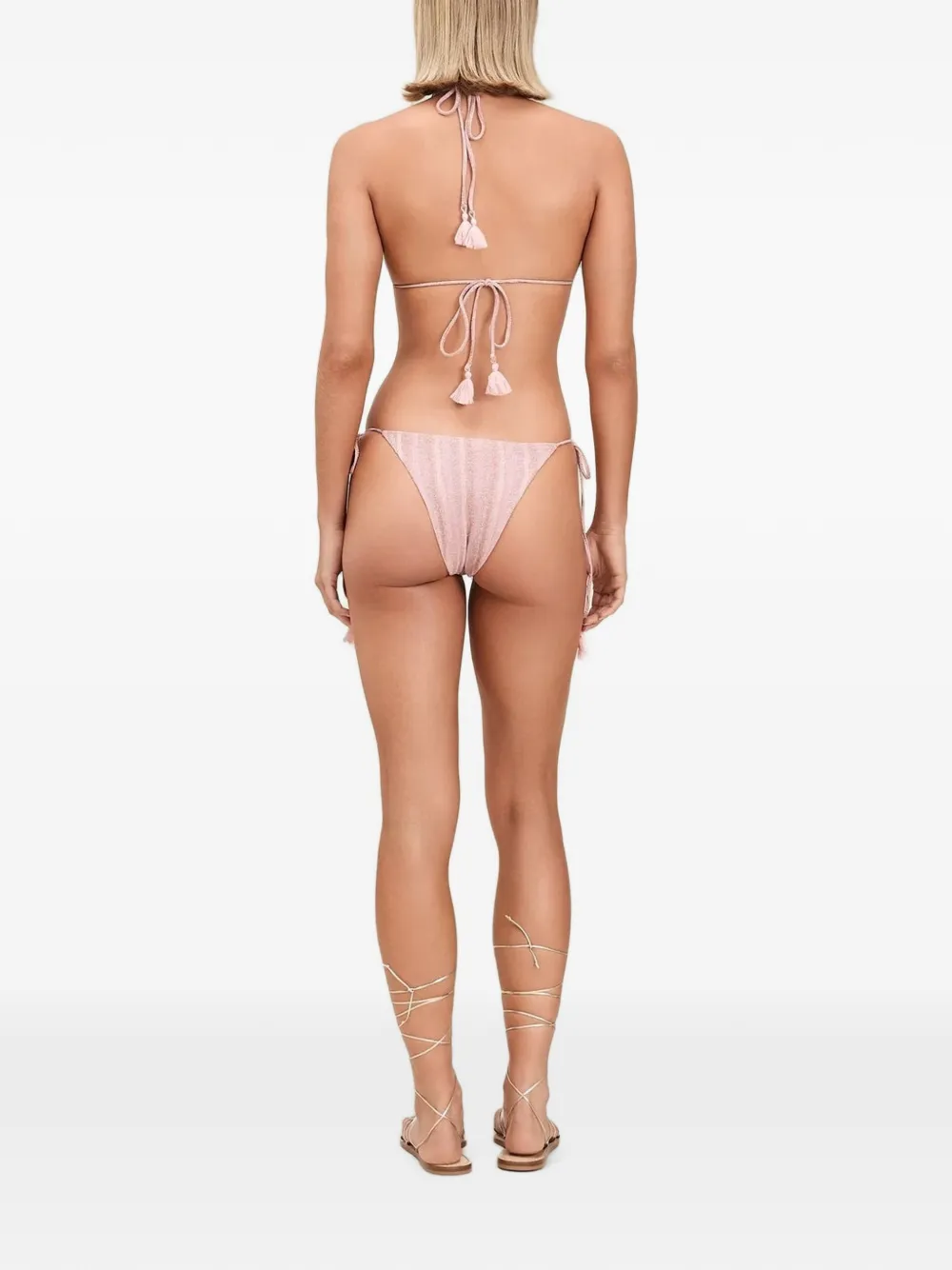 Devon Windsor Charlie gestreepte bikinislip met kwastje Roze