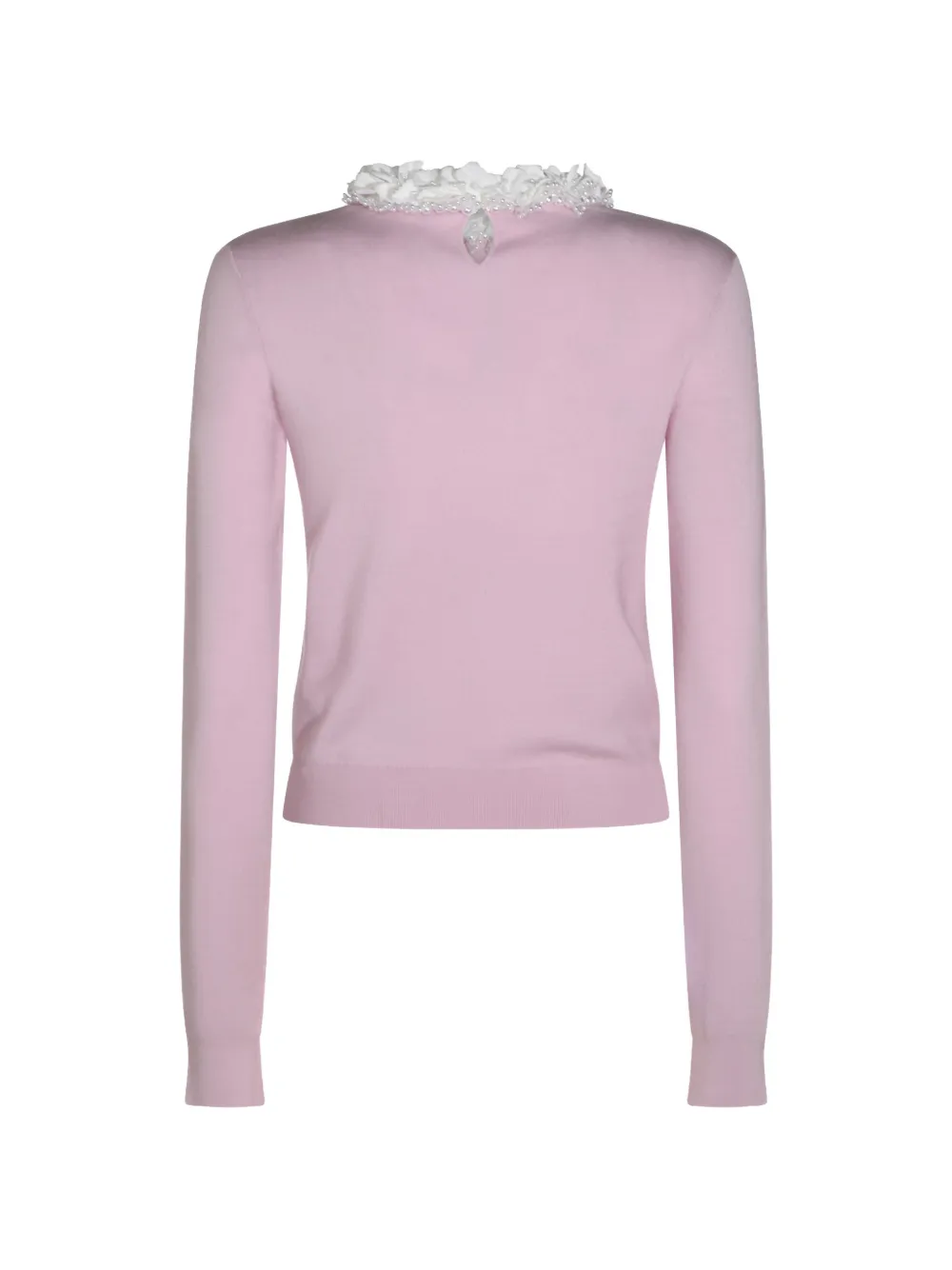 Self-Portrait floral-embellished long-sleeve sweater Roze