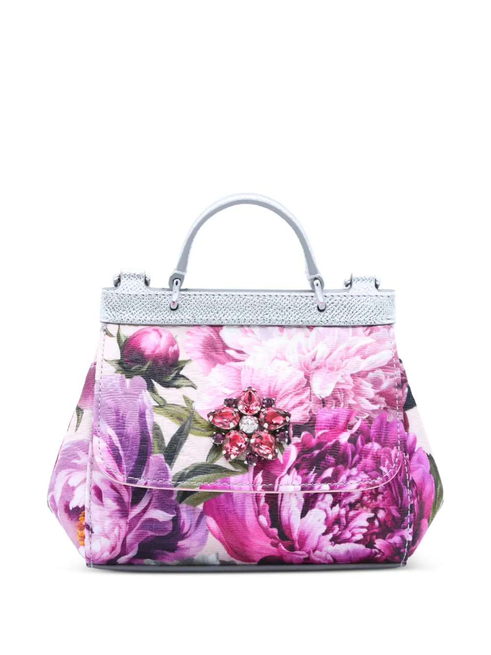 Dolce & Gabbana Kids Sicily Peony-print brocade handbag - Rosa