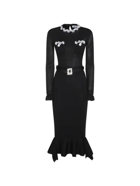 Self-Portrait vestido midi con apliques y dobladillo con volantes