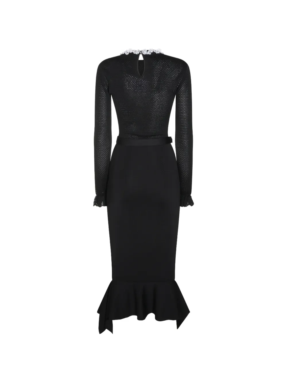 Self-Portrait Peplum midi-jurk met geborduurde kralen Zwart
