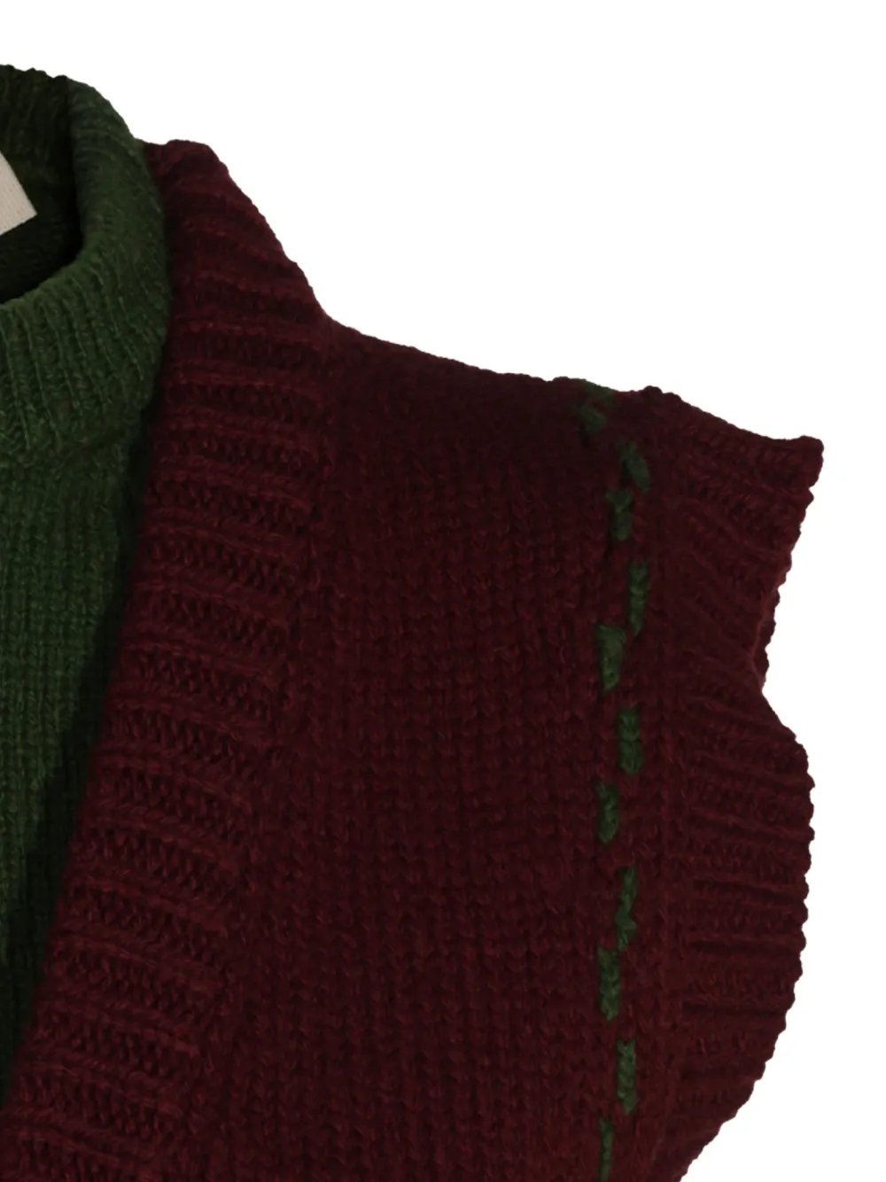Marni Gelaagde top van bordeauxrode wol met intarsia M Rood