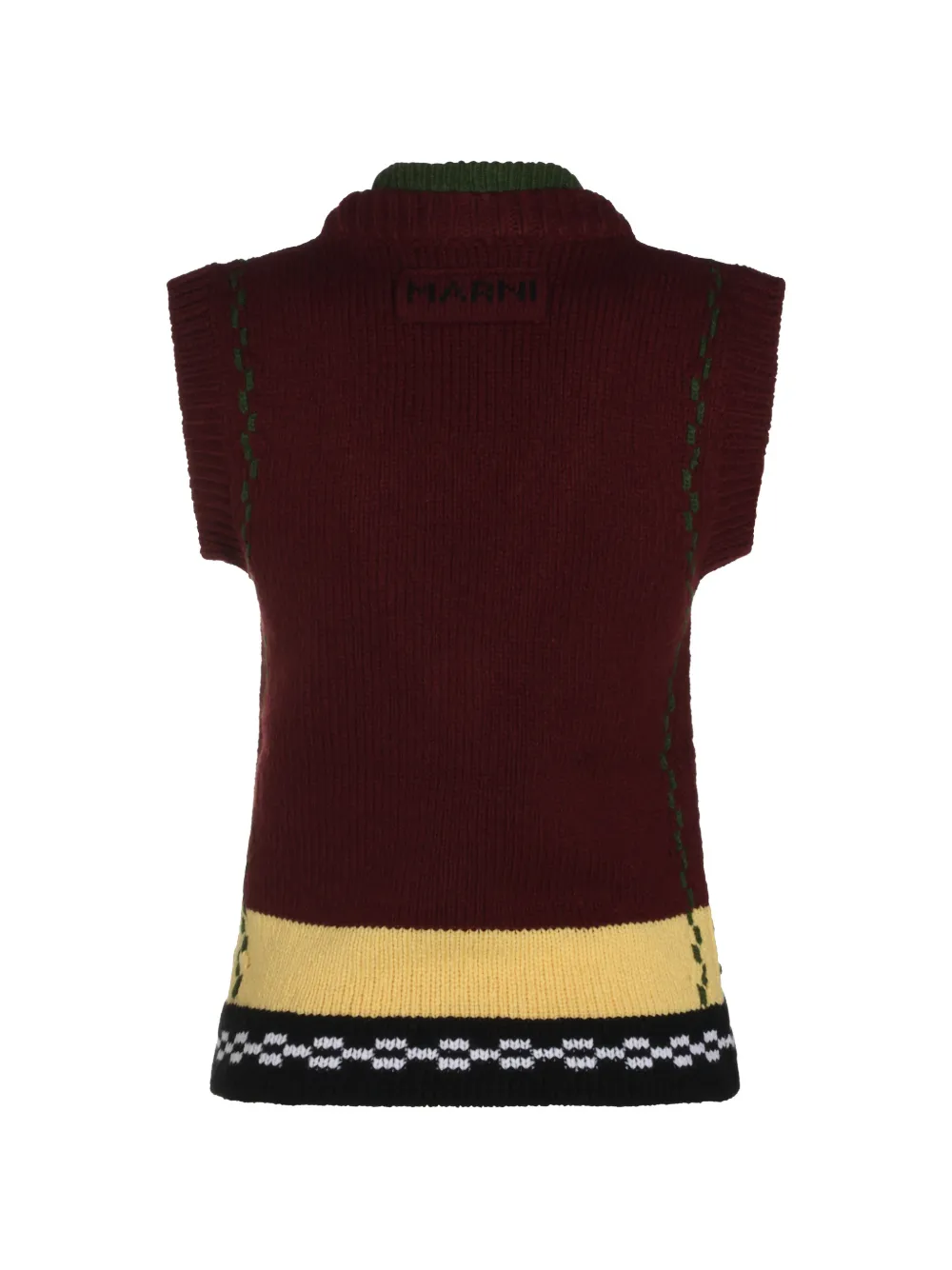 Marni Gelaagde top van bordeauxrode wol met intarsia M Rood