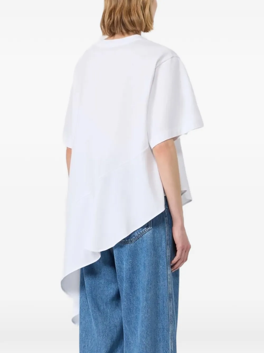 Sportmax SPDTACCO asymmetrisch T-shirt met ruches Wit