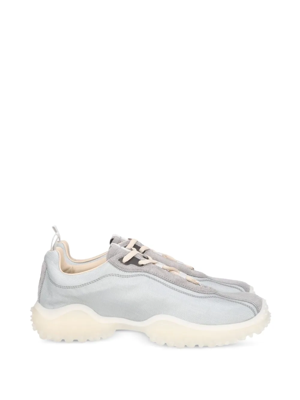Miu Bubble technical fabric and suede sneakers Grijs