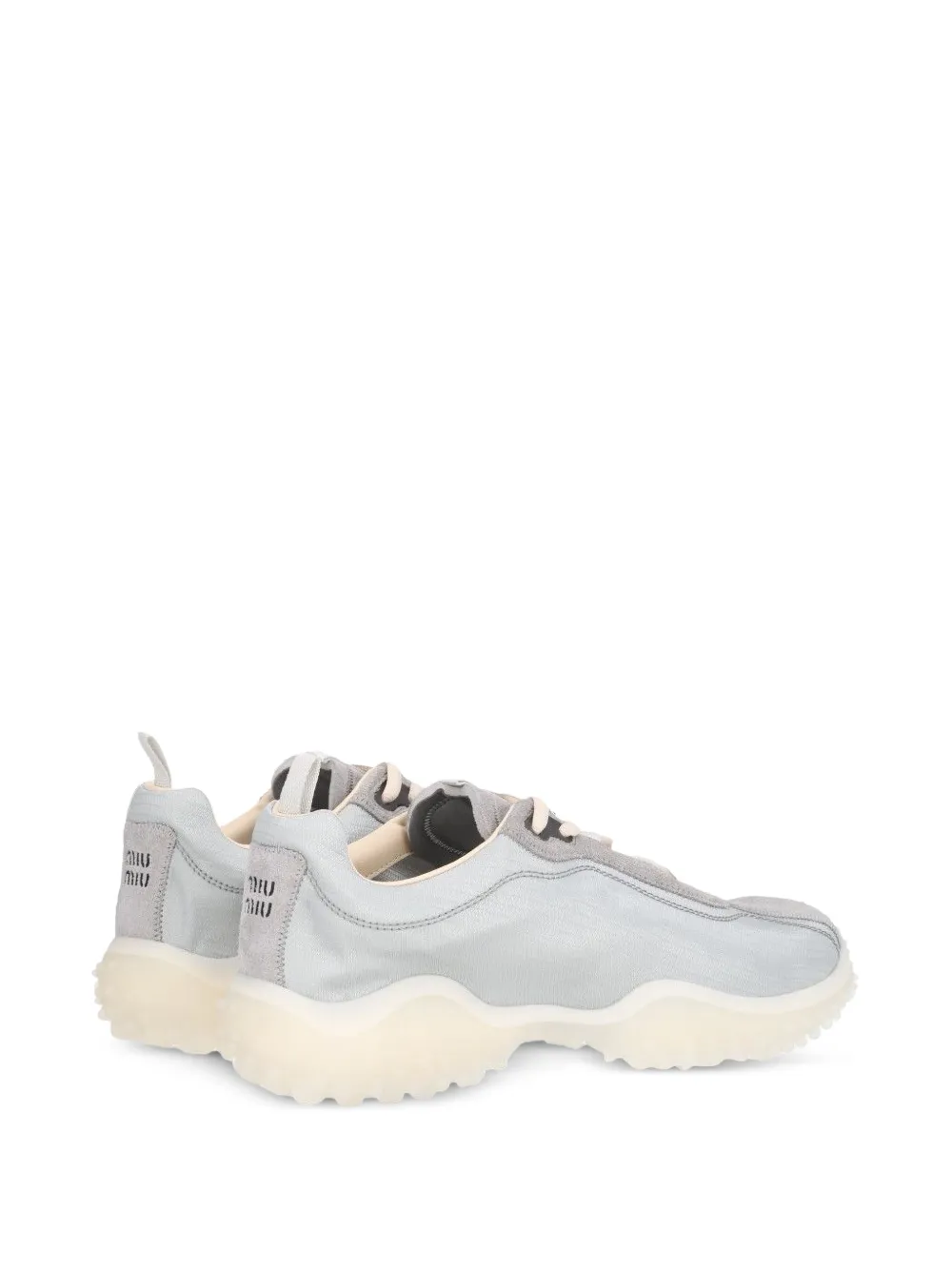 Miu Bubble technical fabric and suede sneakers Grijs