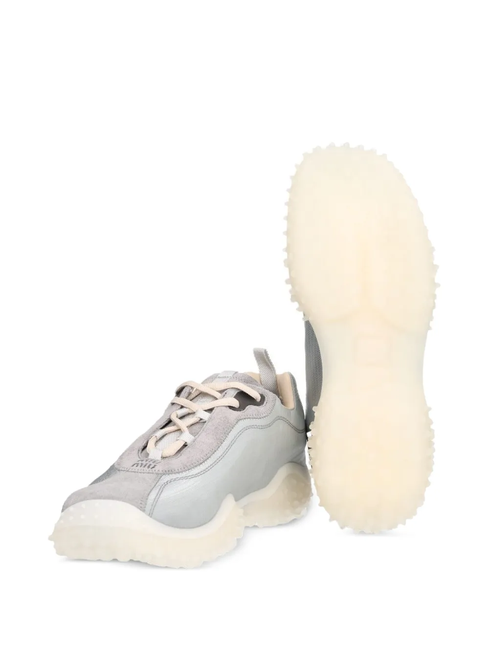Miu Bubble technical fabric and suede sneakers Grijs